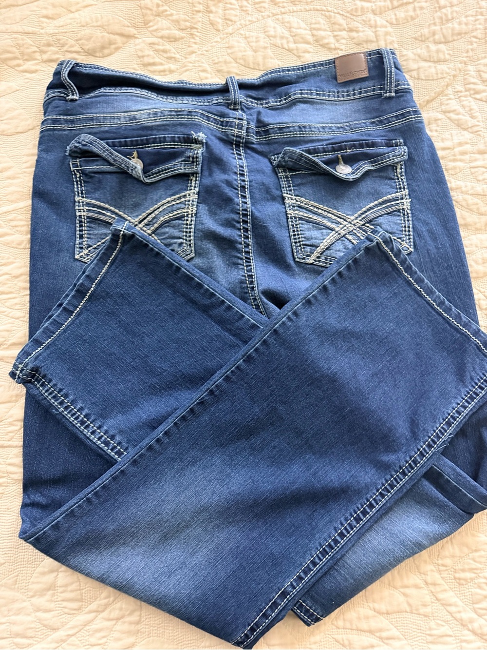 Wallflower Dark Blue Boot Cut Jeans with Flap Back Pockets
